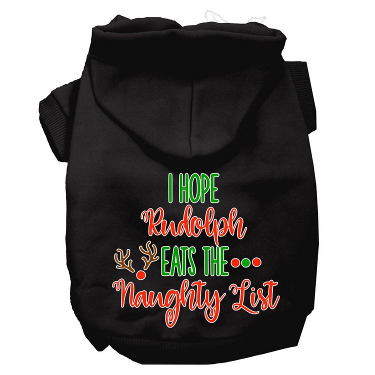 Hope Rudolph Eats Naughty List Screen Print Dog Hoodie Black XXXL